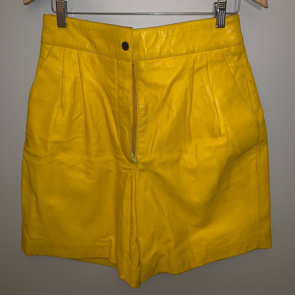 Vintage yellow leather shorts